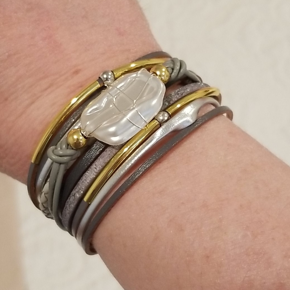 Beaded Bracelet Gray